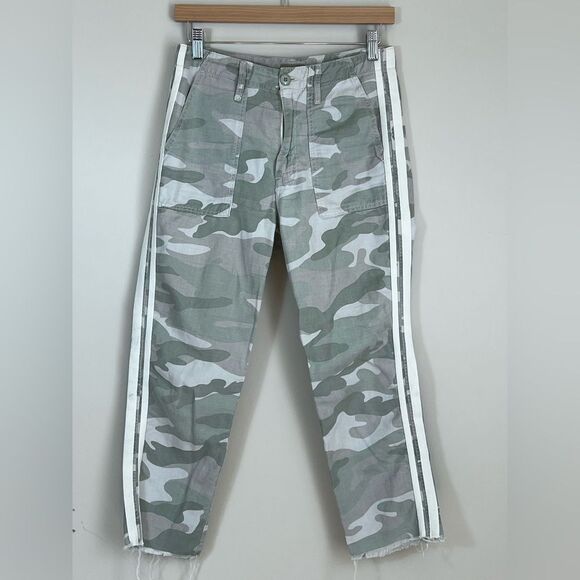 MOTHER The Shaker Chop Crop Fray Camo Pants Y2K Mid Rise Streetwear Size 26 - Picture 1 of 10